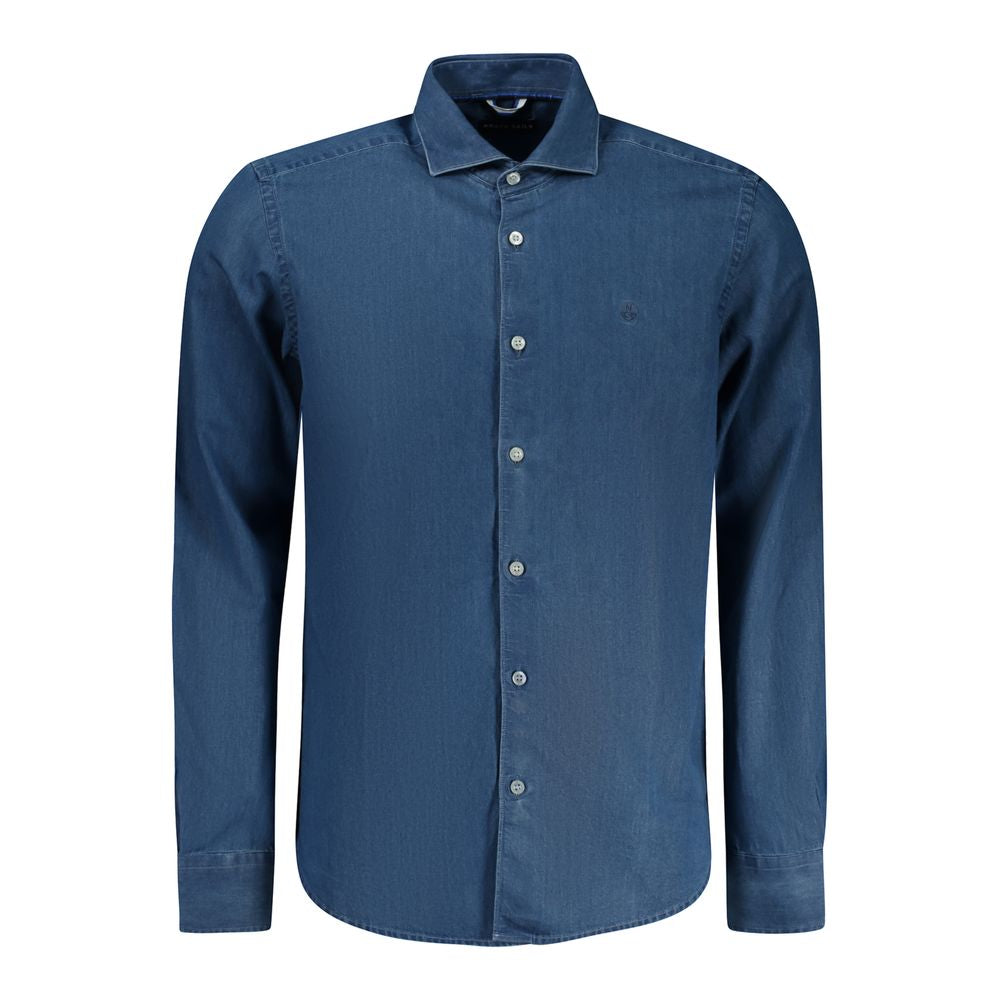 Sweater by North Sails for men in stretch denim cotton blue, green & print features an tactile silhouette, showcasing a sophisticated crew neckline and tactile long-sleeve for a refined finish.