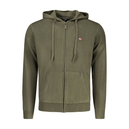 Hooded Cardigan by Norway 1963 for men in viscose polyester & polyamide green features an crisp silhouette, showcasing a sophisticated hooded neckline and detail for a truly crisp finish.