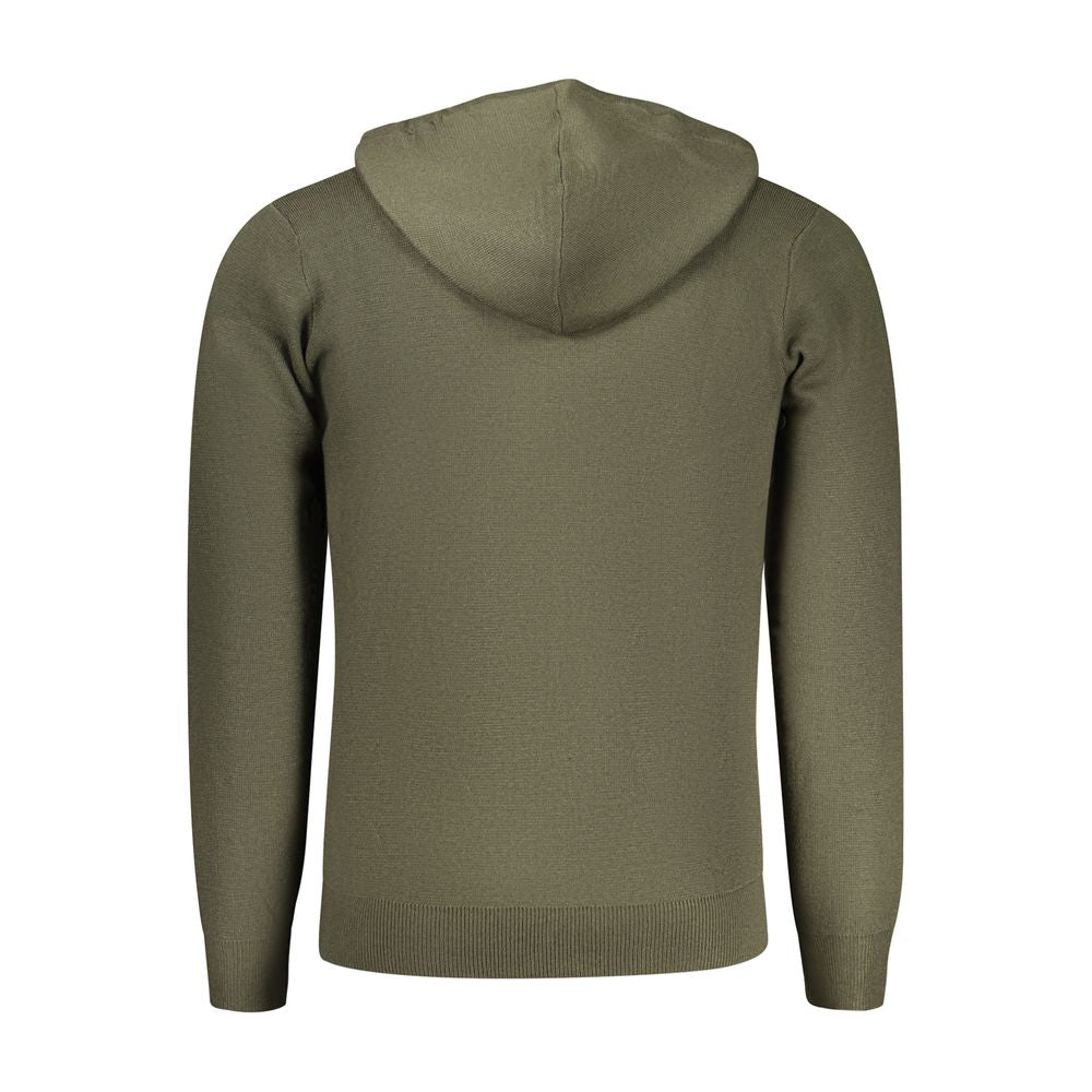 Hooded Cardigan by Norway 1963 for men in viscose polyester & polyamide green features an impeccable silhouette, showcasing a sophisticated and detail for a truly impeccable finish.
