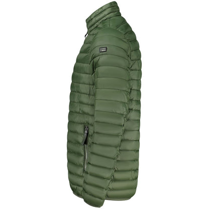 Hooded Windbreaker Jacket by Norway 1963 for men in polyamide green & white features an stylish silhouette, showcasing a sophisticated and performance-driven pockets, hooded & windproof for a premium, stylish look.