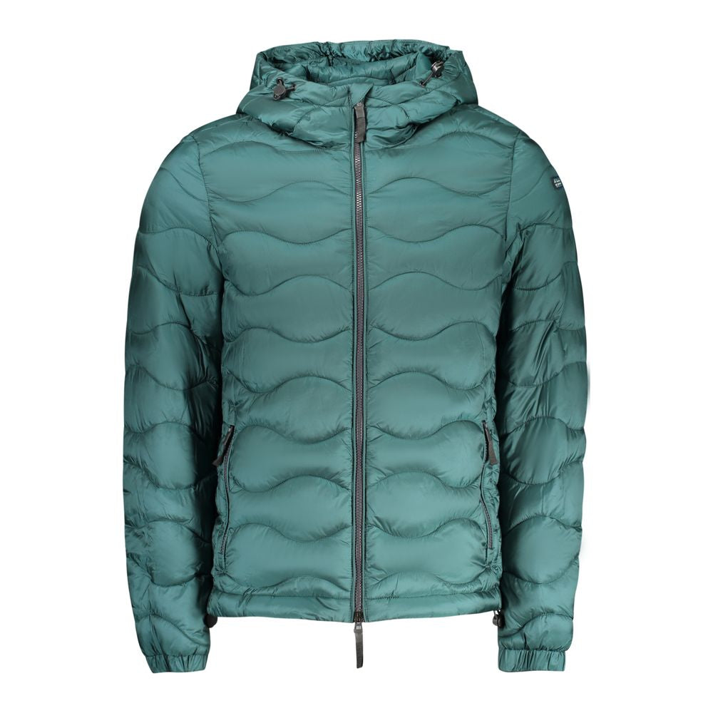 Hooded Windbreaker Jacket by Norway 1963 for men in polyamide green features an stylish silhouette, showcasing a sophisticated hooded neckline and performance-driven pockets, hooded & windproof for a premium, stylish look.