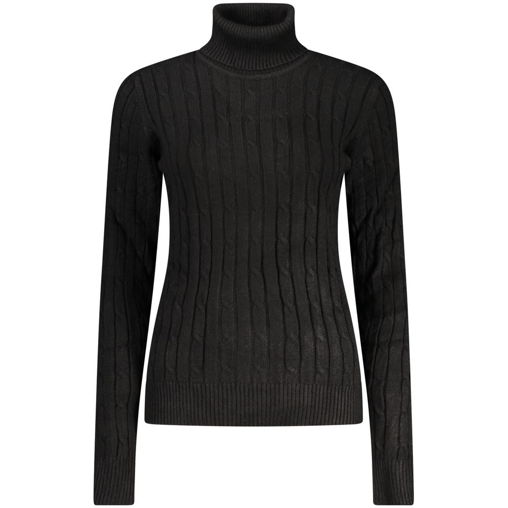 This Sweater by Norway 1963 for women in polyamide polyester viscose azzurro, black & signature presents a understated silhouette, featuring a sophisticated turtle neckline and for a understated finish.