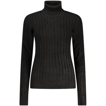 This Sweater by Norway 1963 for women in polyamide polyester viscose azzurro, black & signature presents a understated silhouette, featuring a sophisticated turtle neckline and for a understated finish.