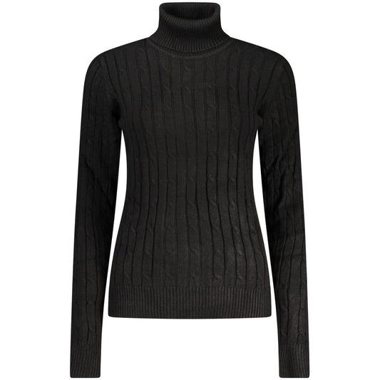 This Sweater by Norway 1963 for women in polyamide polyester viscose azzurro, black & signature presents a understated silhouette, featuring a sophisticated turtle neckline and for a understated finish.