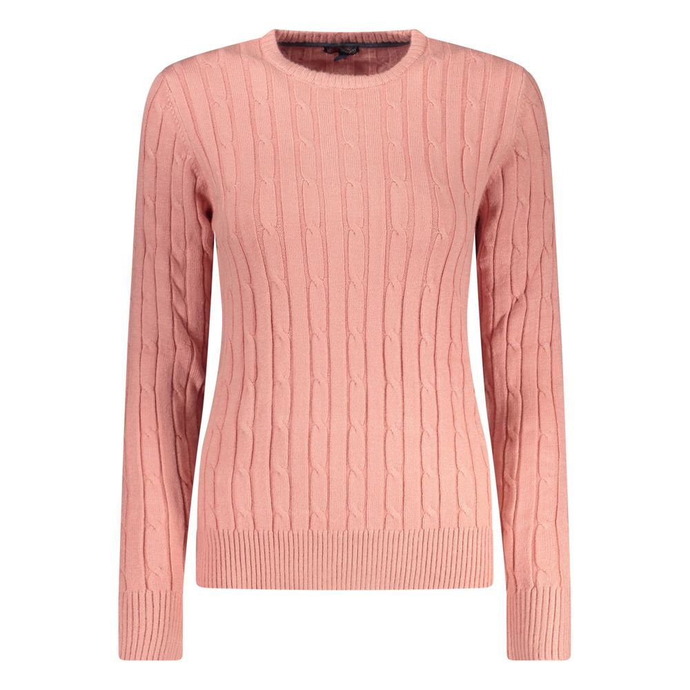 Sweatshirt by Norway 1963 for women in polyamide polyester viscose pink features an provocated silhouette, detailed with a provocated and a refined turtle neckline for a sophisticated aesthetic.