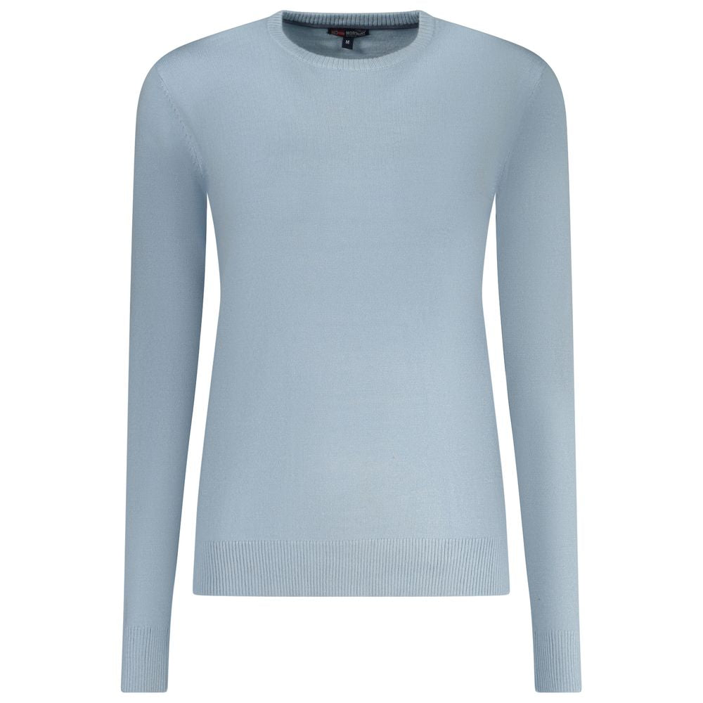 Sweater by Norway 1963 for women in polyamide polyester viscose azzurro showcases an masterful silhouette, artfully detailed with a masterful crew neckline and long-sleeve for a sophisticated, premium finish.