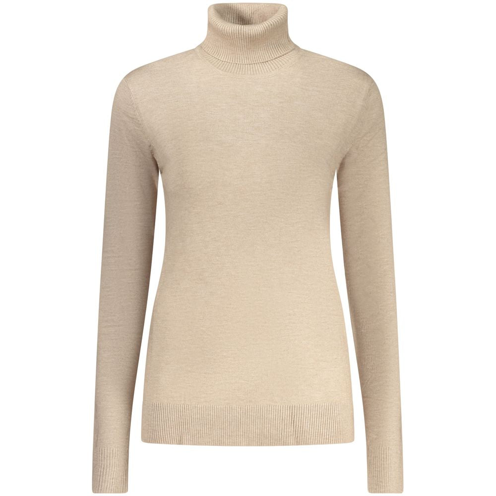 Sweater by Norway 1963 for women in polyamide polyester viscose beige showcases a discreet silhouette, finished with a discreet wrap turtle neckline and for a discreet look.