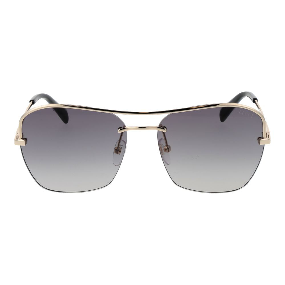 Sunglasses by Emilio Pucci for women in metal and gold presents a sumptuous silhouette, featuring gold coloured frame and square frame design with gradient category-2-medium-tint lens for a sumptuous look.