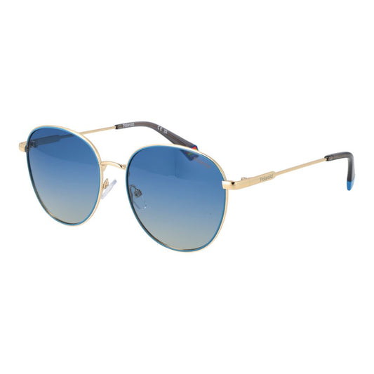 Polaroid Panto Gradient Polarized Metal & Plastic Sunglasses - Gradient Blue Gold
