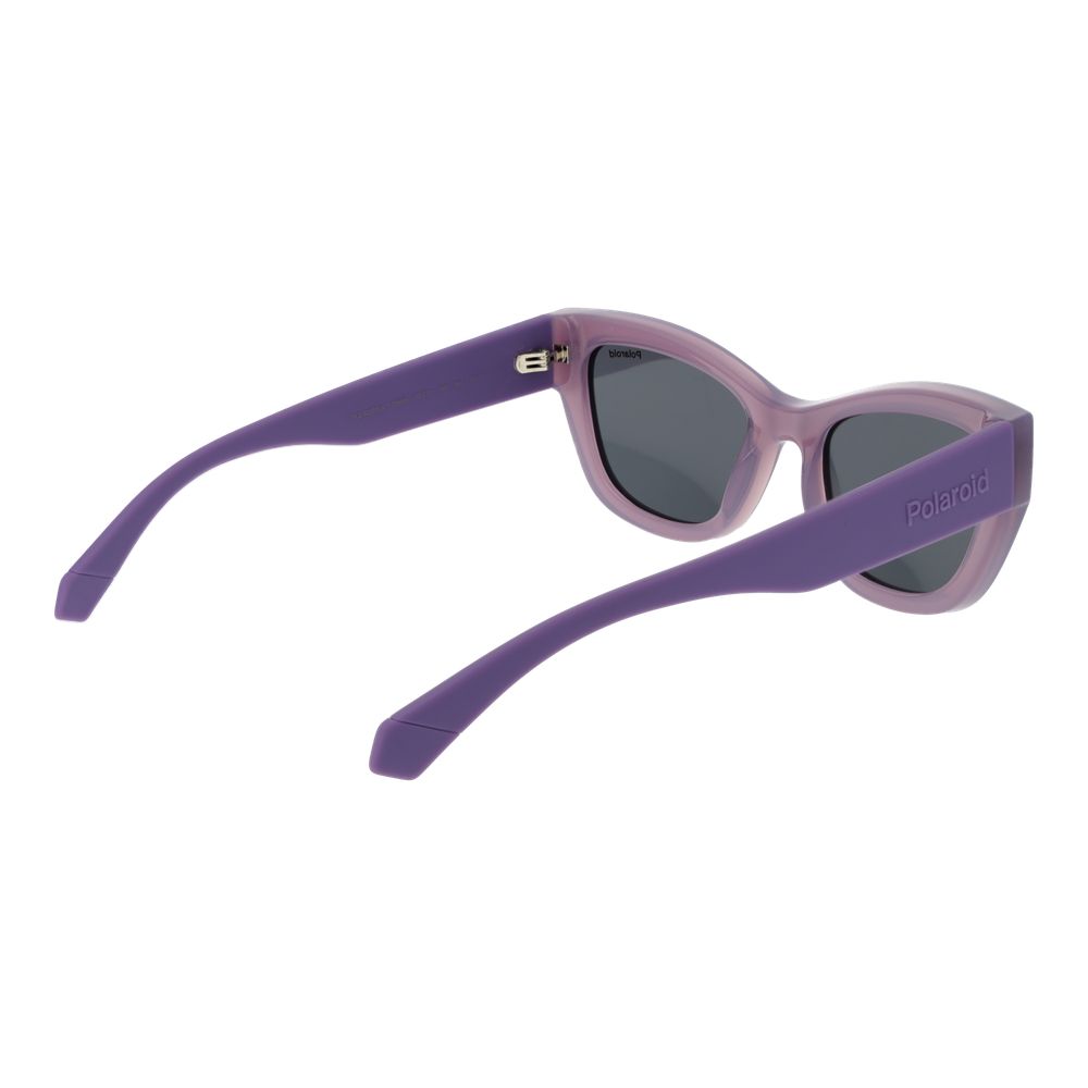 Sunglasses by Polaroid for women in and purple featuring an opulent full-rim cat-eye frame design with a sophisticated purple coloured frame finish and high-performance polarized category-3-dark-tint lens.