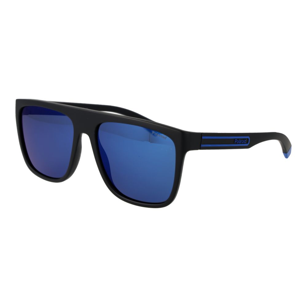 Sunglasses by Polaroid for men in polycarbonate black showcases a ethereal silhouette, featuring black coloured frame rectangle full-rim frame design with polarized category-3-dark-tint lens for a ethereal finish.