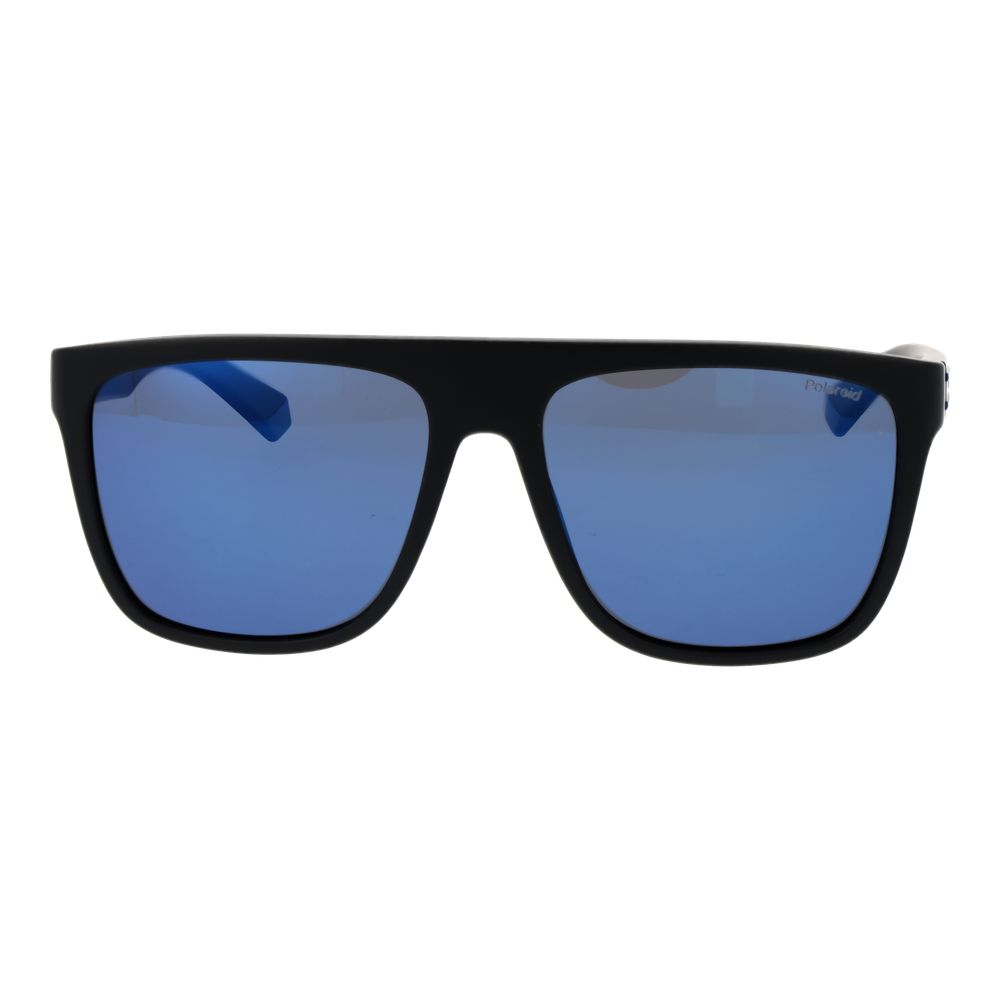 Sunglasses by Polaroid for men in polycarbonate and black featuring an opulent rectangle full-rim frame design with a sophisticated black coloured frame finish and high-performance polarized category-3-dark-tint lens.