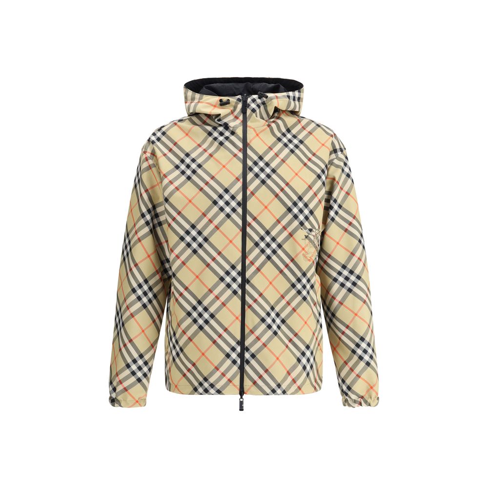 Hooded Overcoat by Burberry for men in polyester multicolor & patterned showcases a architectural silhouette, artfully detailed with a distinctive hooded neckline and functional water-resistant, pockets & hooded for a architectural finish.