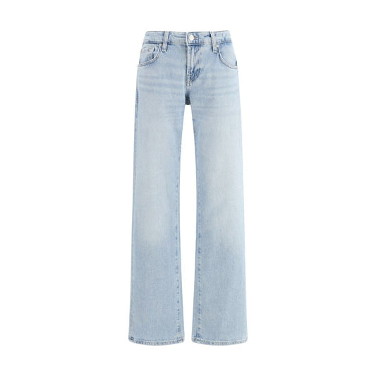 Jeans by 7FOR for women in stretch denim cotton blue presents a tailored silhouette, showcasing a tailored straight-leg, relaxed-fit & regular-fit and long cut with a refined low rise for a truly tailored aesthetic.