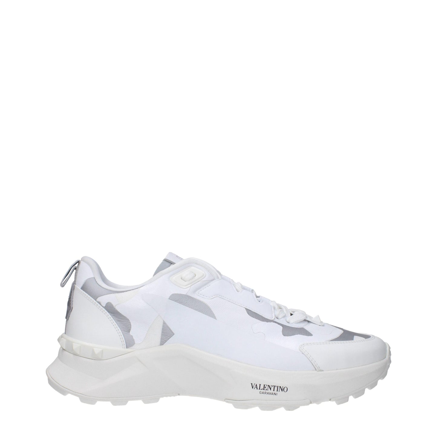 Athletic Sneakers by Valentino Garavani for men in rubber & fabric gray, light-grey & white showcases a architectural silhouette, artfully capturing the essence of the Men's Athletic Rubber & Fabric Sneakers with its signature architectural athletic style construction.