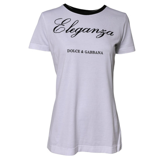 Dolce & Gabbana Women's Crew Neck Cotton Tank Top - White Patterned Signature