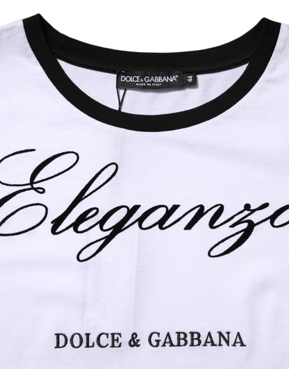 Dolce & Gabbana Women's Crew Neck Cotton Tank Top - White Patterned Signature