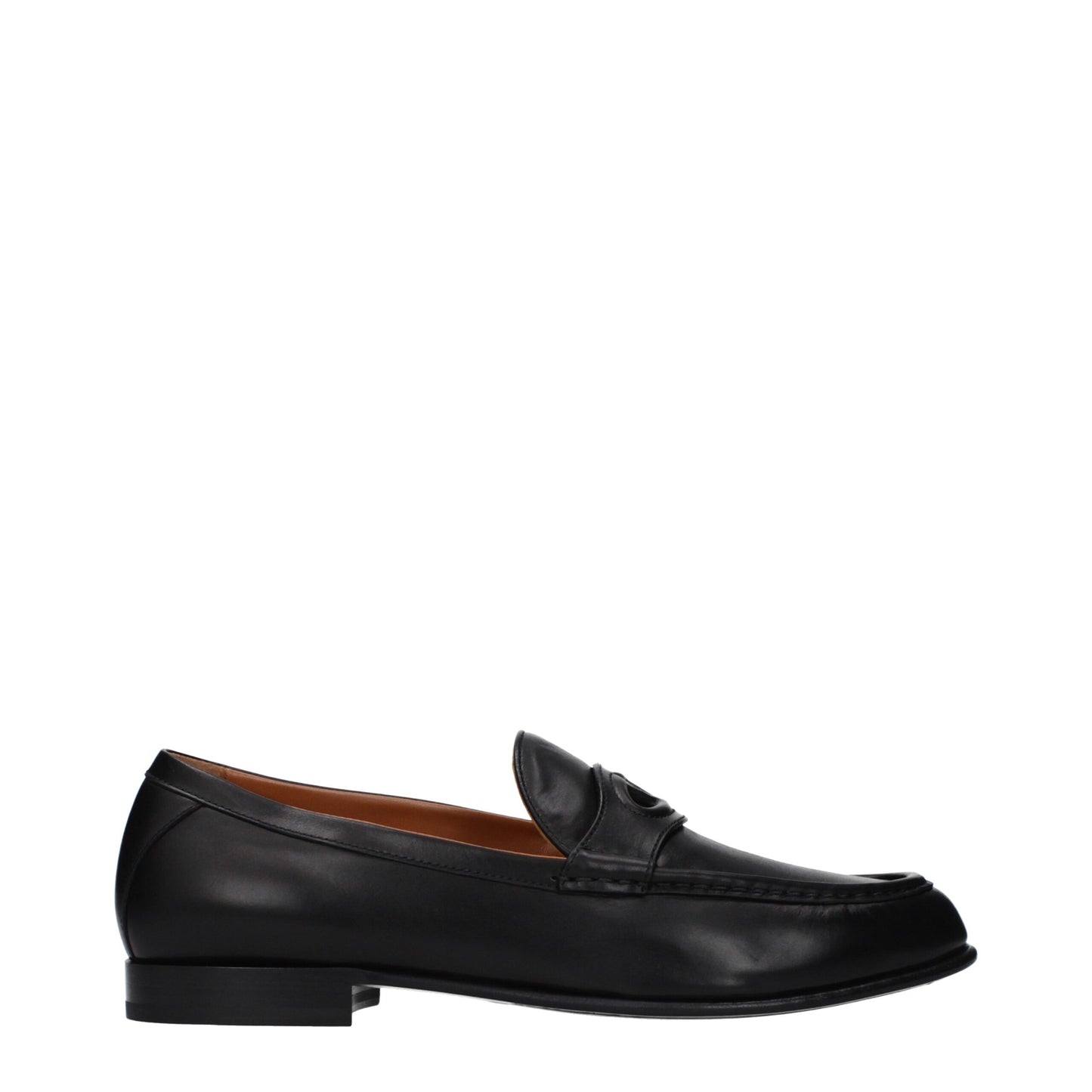 Loafer Slip-On Shoes by Valentino Garavani for men in leather black features an effortless chic silhouette, showcasing the Men's Leather Loafer Slip-On Shoes design with an effortless chic and a for a effortless chic look.