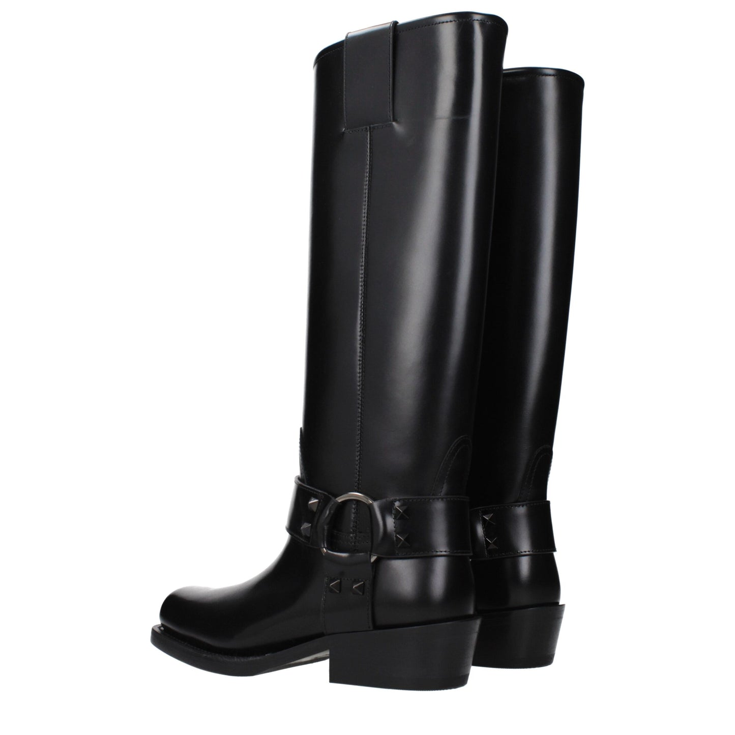 Boots by Valentino Garavani for women in leather black showcases a ergonomic silhouette from the Women's Leather Boots collection, featuring a ergonomic and a ergonomic .