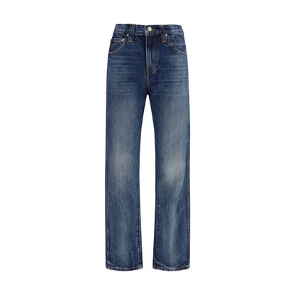 Jeans by Khaite for women in denim cotton blue presents a tailored silhouette, showcasing a tailored regular-fit and long cut with a refined high rise for a truly tailored aesthetic.