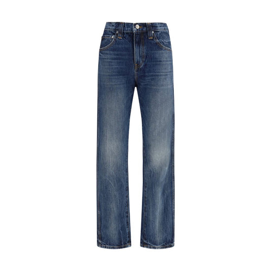 Jeans by Khaite for women in denim cotton blue presents a tailored silhouette, showcasing a tailored regular-fit and long cut with a refined high rise for a truly tailored aesthetic.