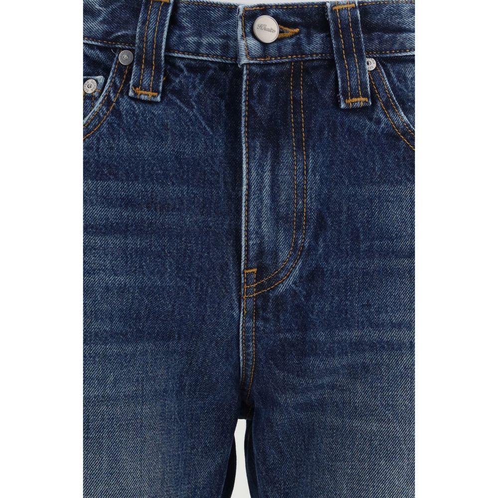 Jeans by Khaite for women in denim cotton blue presents a refined pantology silhouette, artfully defined by a refined pantology regular-fit, long, and a sophisticated high rise.