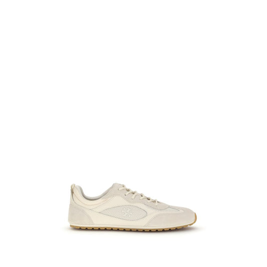 Sneakers by Tory Burch for women in polyester & bos taurus calf leather cream features an timeless silhouette from the Women's Low Top Polyester & Bos Taurus Calf Leather Sneakers collection, showcasing a signature low-top style with an timeless finish.