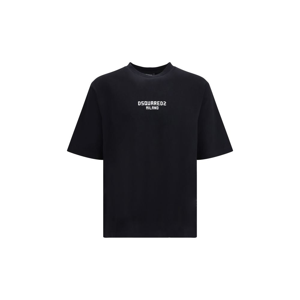 T-Shirt by Dsquared² for men in cotton black & print features an on trend silhouette, perfectly showcasing a on trend and for an elevated aesthetic.