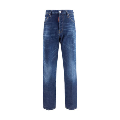 Jeans by Dsquared² for men in stretch denim cotton blue & signature features a polished silhouette with a polished straight-leg & slim, reaching a polished long and finished with a polished .