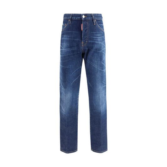 Jeans by Dsquared² for men in stretch denim cotton blue & signature features a polished silhouette with a polished straight-leg & slim, reaching a polished long and finished with a polished .