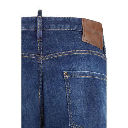 Jeans by Dsquared² for men in stretch denim cotton blue & signature features a refined silhouette with a refined straight-leg & slim, defined by a and a refined long for a refined finish.