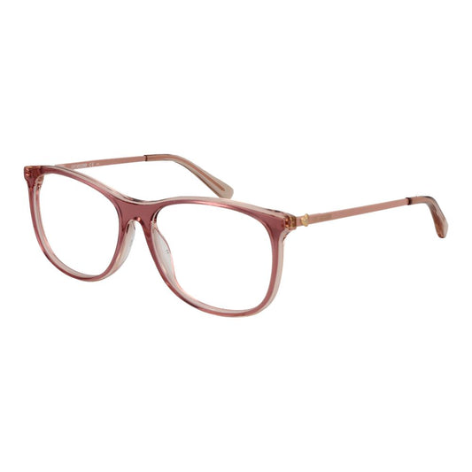 Eyeglasses Frames by Love Moschino for women in acetate and pink showcases an refined full-frame frame design featuring a sophisticated rose coloured frame for an refined and refined aesthetic.