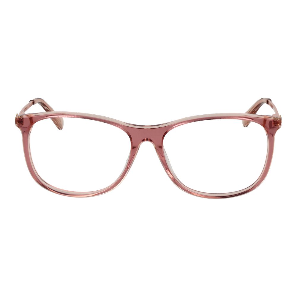 Eyeglasses Frames by Love Moschino for women in acetate pink features a refined silhouette, showcasing a refined rose coloured frame and full-frame frame design for a sophisticated, premium look.