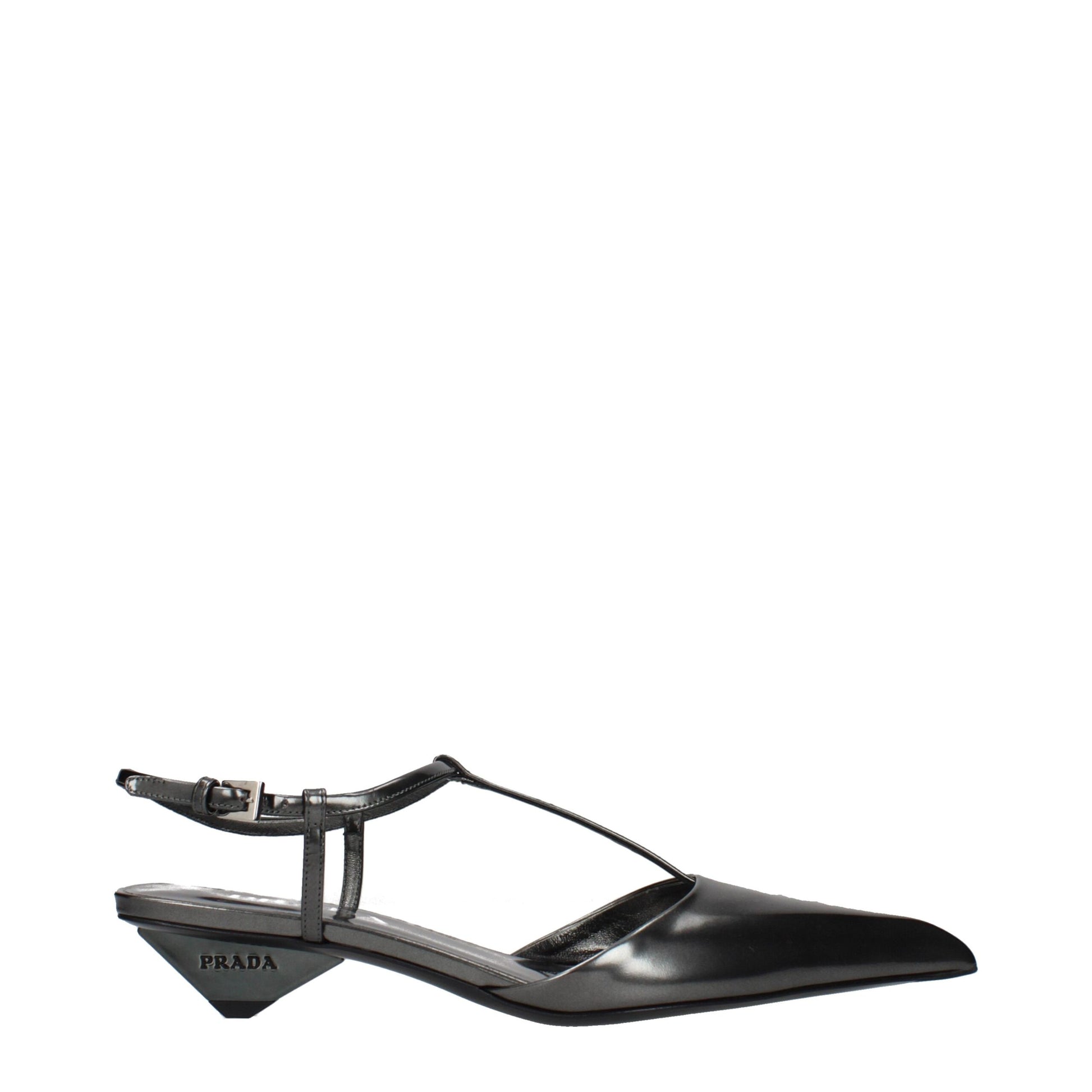 Flat Sandals by Prada for women in leather gray features an architectural design from the Women's Leather Flat Sandals collection, defined by a architectural flat and for a architectural finish.