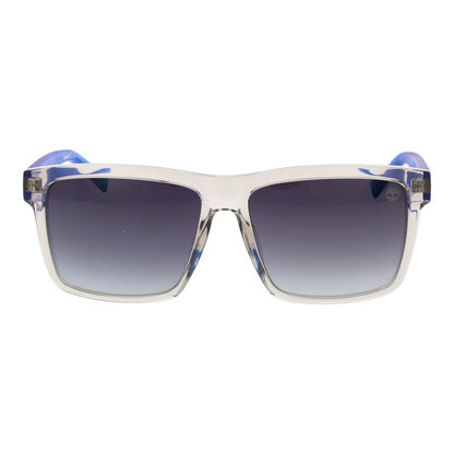 Sunglasses by Timberland for men in stainless steel and gray presents a sumptuous silhouette, featuring gray coloured frame and full-rim square frame design with non-polarized category-3-dark-tint lens for a sumptuous look.