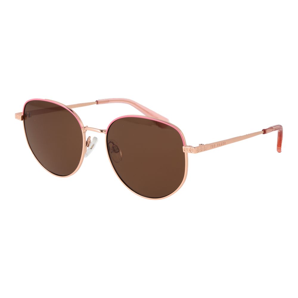 Sunglasses by Ted Baker for women in metal rose-gold showcases a ethereal silhouette, featuring rose-gold coloured frame full-rim panto frame design with non-polarized category-3-dark-tint lens for a ethereal finish.