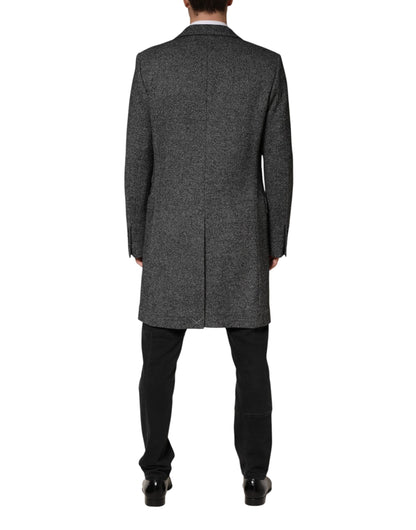 Dolce & Gabbana Gray Wool Blend Long Trench Coat Men Jacket