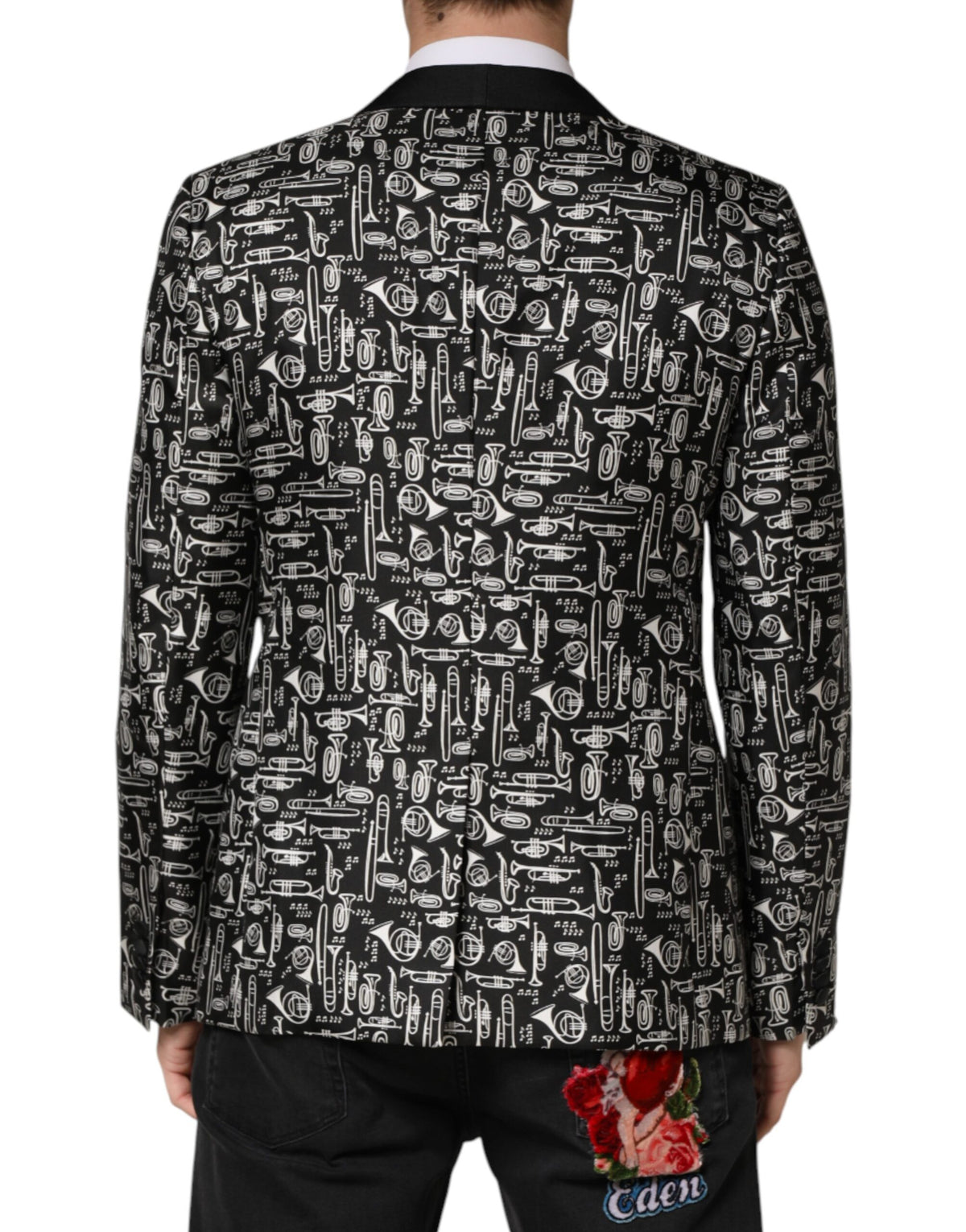 Dolce & Gabbana Men's Single Breasted Virgin Wool Polyester Silk & Viscose Blazer - Black
