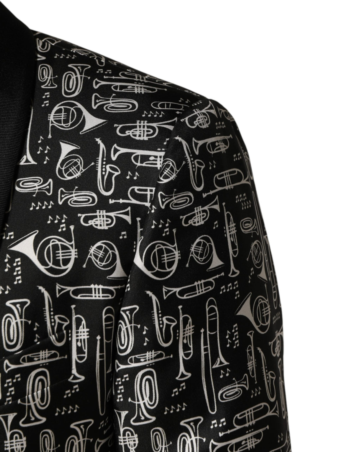 Dolce & Gabbana Men's Single Breasted Virgin Wool Polyester Silk & Viscose Blazer - Black