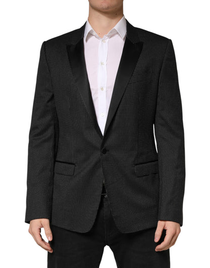 Dolce & Gabbana Fantasy Men's Single Breasted Virgin Wool Silk Cotton & Polyester Blazer - Black