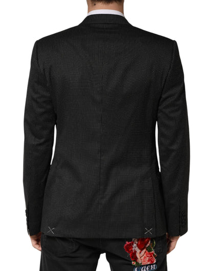 Dolce & Gabbana Fantasy Men's Single Breasted Virgin Wool Silk Cotton & Polyester Blazer - Black
