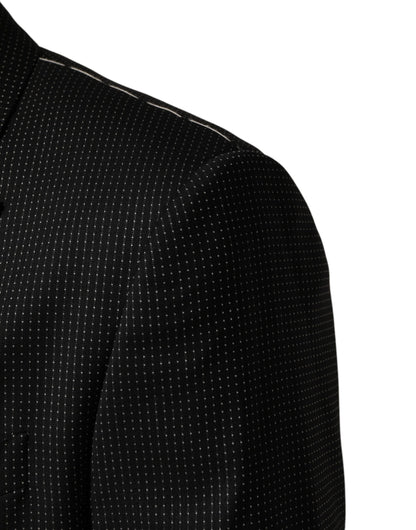Dolce & Gabbana Fantasy Men's Single Breasted Virgin Wool Silk Cotton & Polyester Blazer - Black