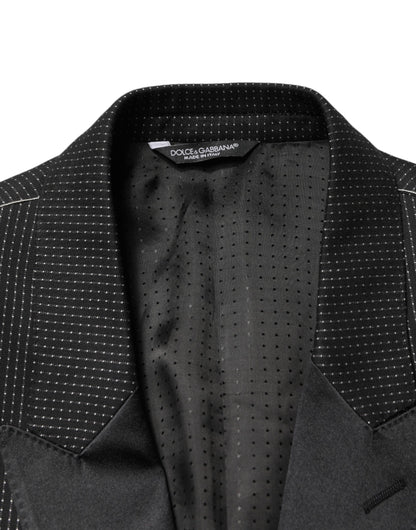 Dolce & Gabbana Fantasy Men's Single Breasted Virgin Wool Silk Cotton & Polyester Blazer - Black