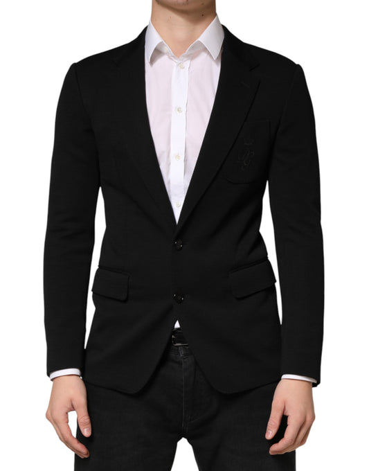 Blazer by Dolce & Gabbana for men in virgin wool silk & polyamide black features an crisp silhouette with sophisticated and a crisp single-breasted neckline for a truly crisp finish.