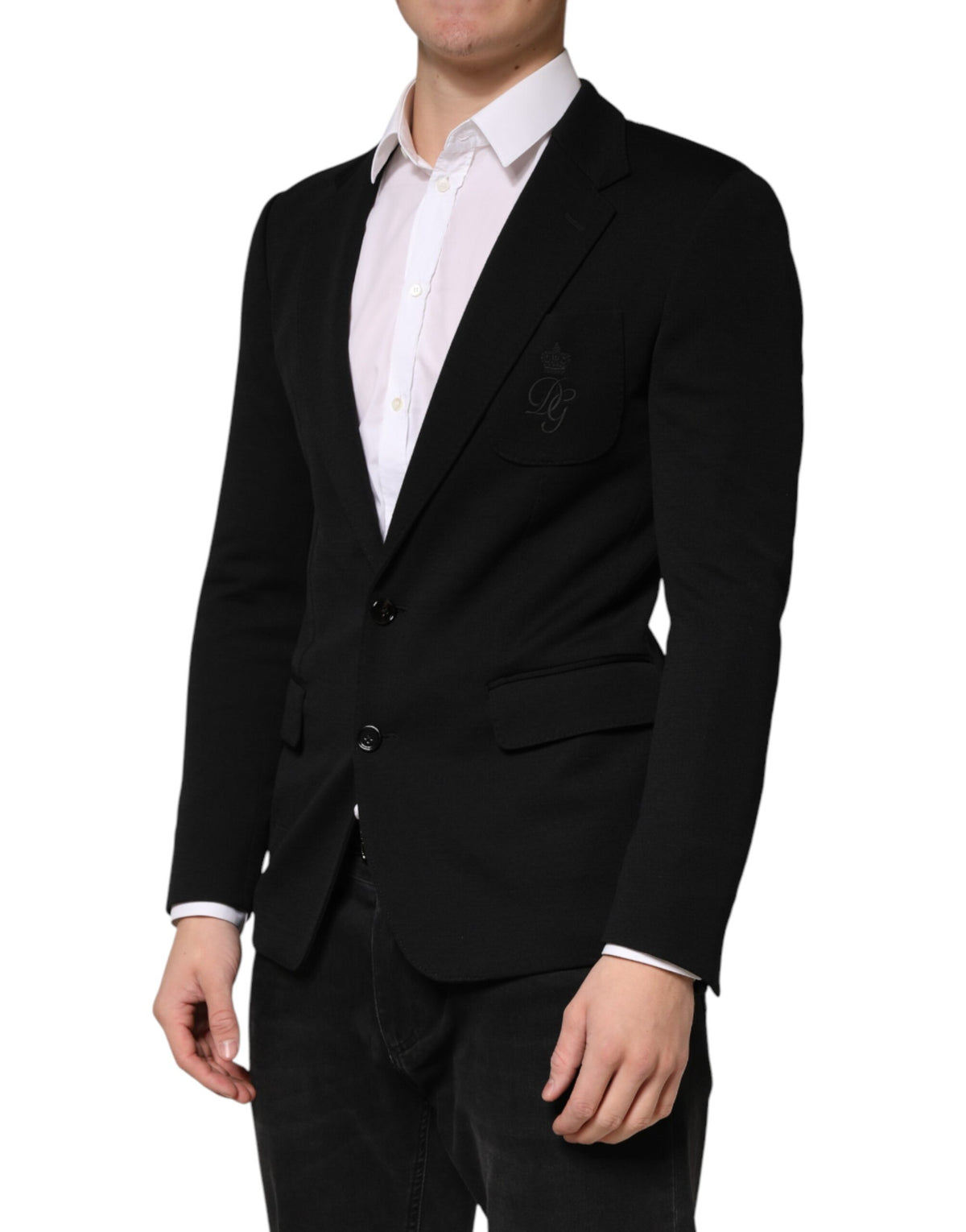Dolce & Gabbana Men's Single Breasted Virgin Wool Silk & Polyamide Blazer - Black