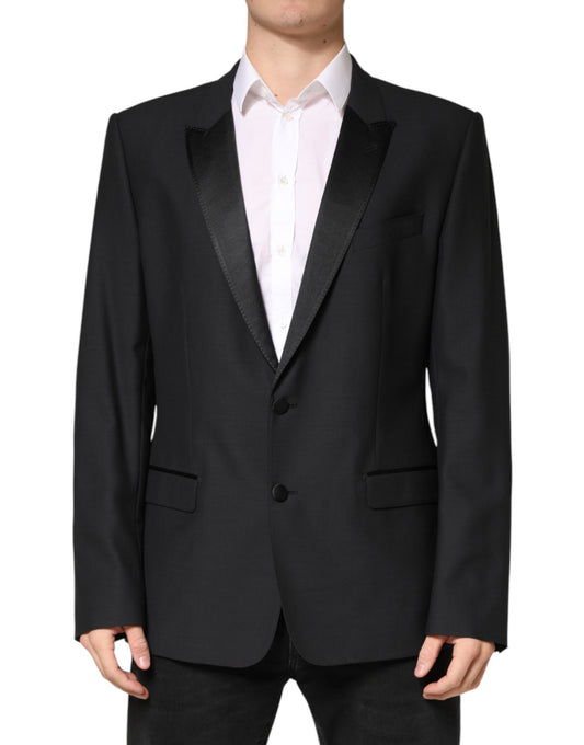 Blazer by Dolce & Gabbana for men in virgin wool silk & viscose black features an crisp silhouette with sophisticated and a crisp single-breasted neckline for a truly crisp finish.