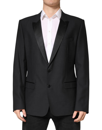 Dolce & Gabbana Men's Single Breasted Virgin Wool Silk & Viscose Blazer - Black