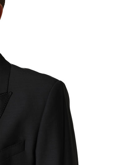 Dolce & Gabbana Men's Single Breasted Virgin Wool Silk & Viscose Blazer - Black
