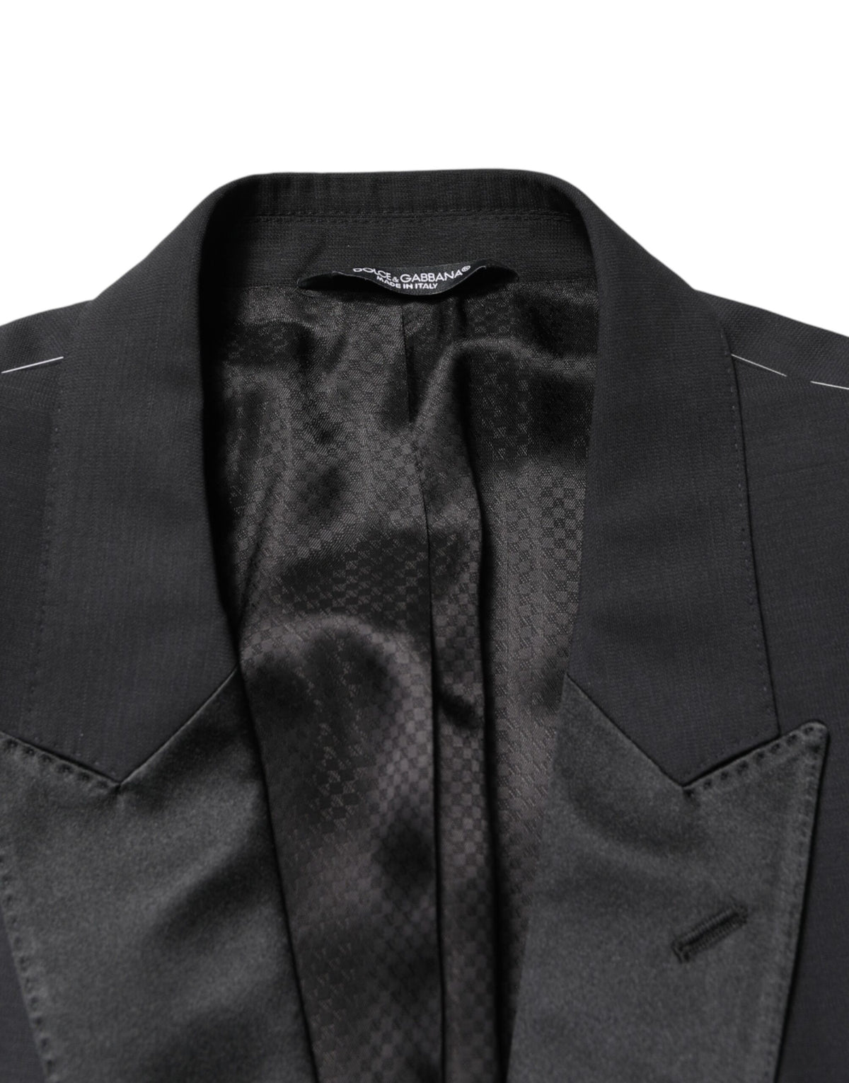 Dolce & Gabbana Men's Single Breasted Virgin Wool Silk & Viscose Blazer - Black