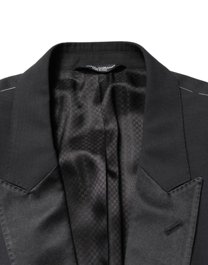Dolce & Gabbana Men's Single Breasted Virgin Wool Silk & Viscose Blazer - Black